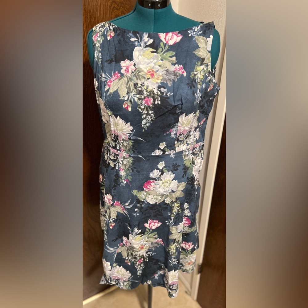 NWOT: Heart of Haute Monique Dress (Retro/Vintage) Navy Blue / Floral Design